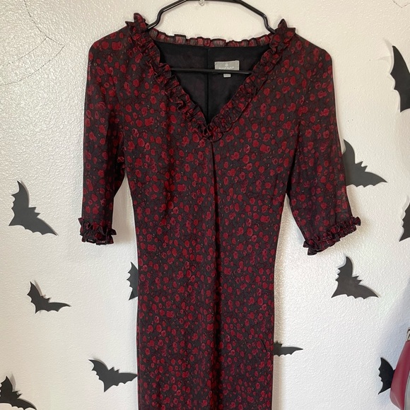 Gothic casual floral rose print long dress - Picture 11 of 16